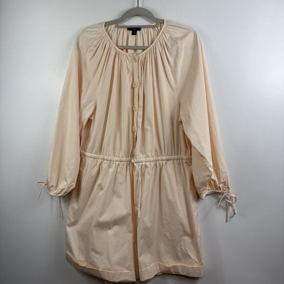 J Crew Cotton Poplin Tie-Sleeve Button Front Romper XXL Palest Peach Neutral - Picture 13 of 13